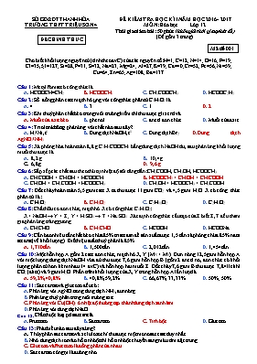 Đề và đáp án kiểm tra học kì I Hóa học lớp 12 - Năm học 2016-2017 - Trường THPT Triệu Sơn 4